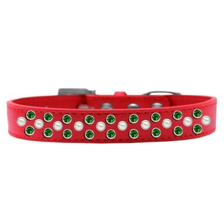 UNCONDITIONAL LOVE Sprinkles Pearl & Emerald Green Crystals Dog CollarRed Size 16 UN812435